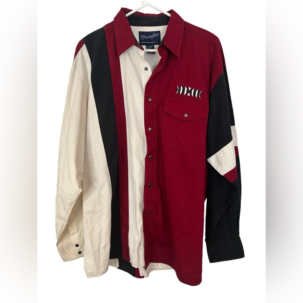 Wrangler Red and Black Casual Button Down Shirt